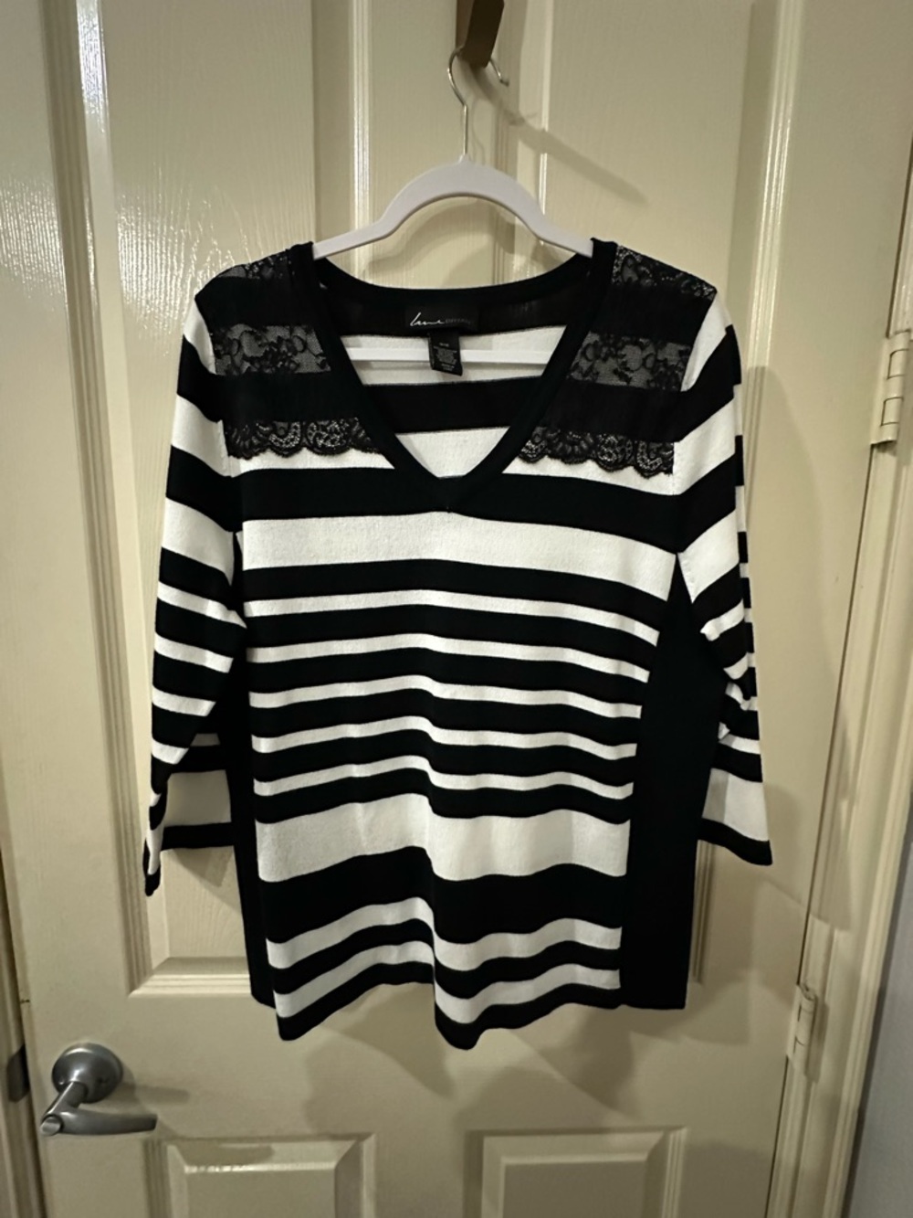 Lane Bryant Black and White Striped Top